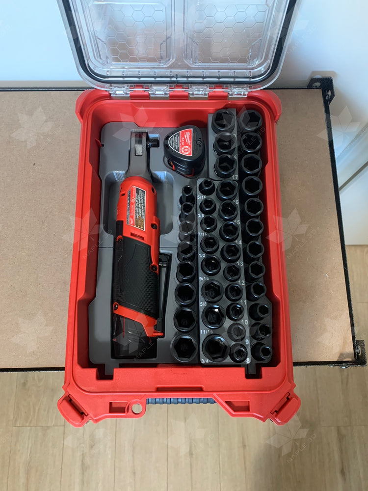 Milwaukee M12 High Speed Ratchet and 3/8 Impact Socket Set PACKOUT Insert