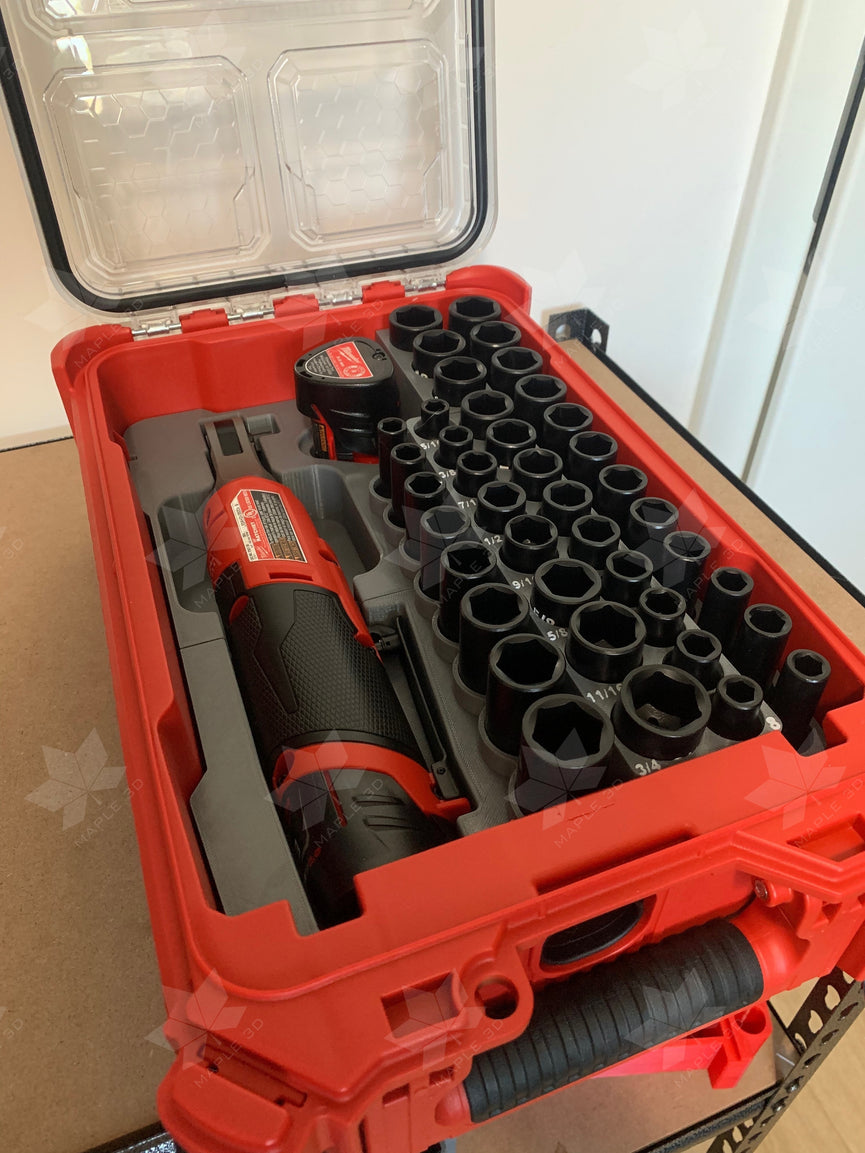 Milwaukee M12 High Speed Ratchet and 3/8 Impact Socket Set PACKOUT Insert