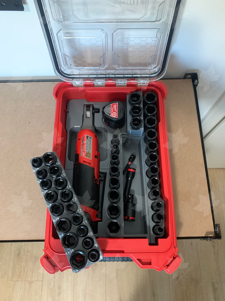 Milwaukee M12 High Speed Ratchet and 3/8 Impact Socket Set PACKOUT Insert