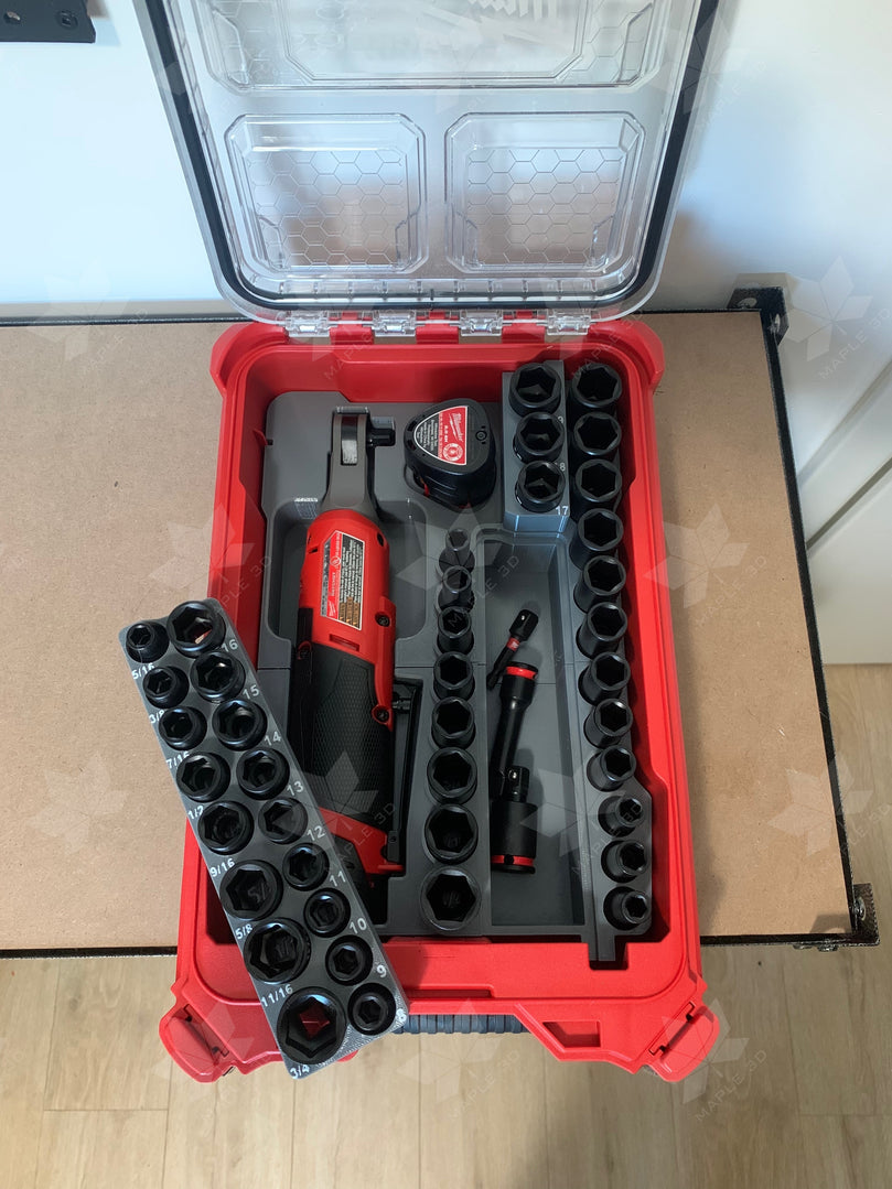Milwaukee M12 High Speed Ratchet and 3/8 Impact Socket Set PACKOUT Insert