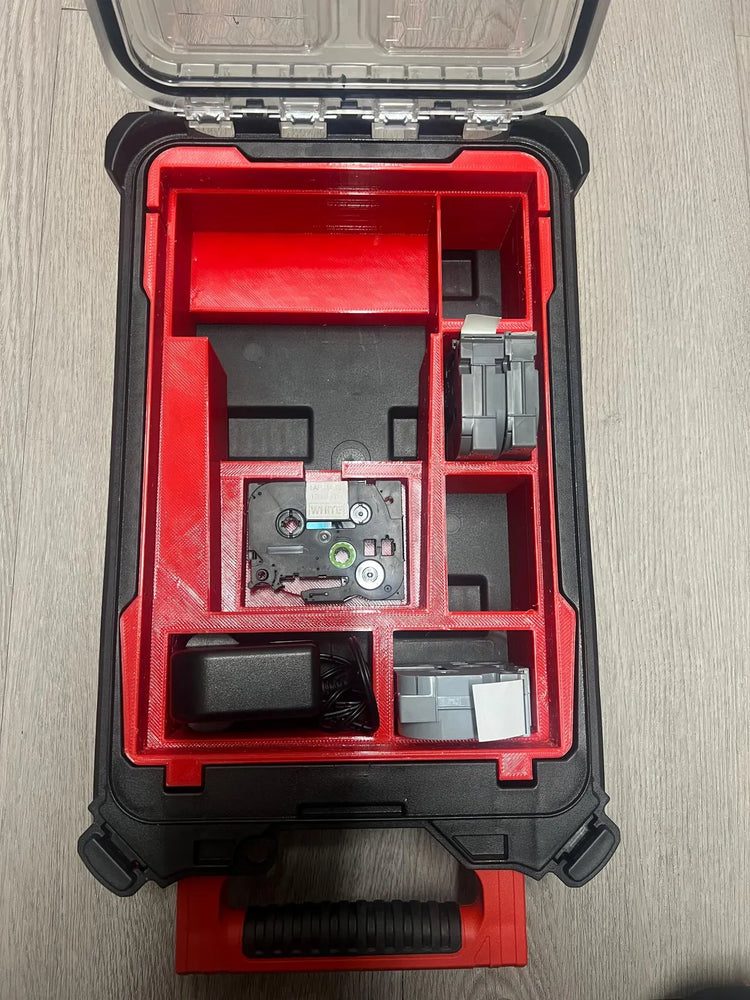 3D Printed Insert Tray for Brother P-Touch E300 – Fits Milwaukee PACKOUT Compact Organizer (4932464083)