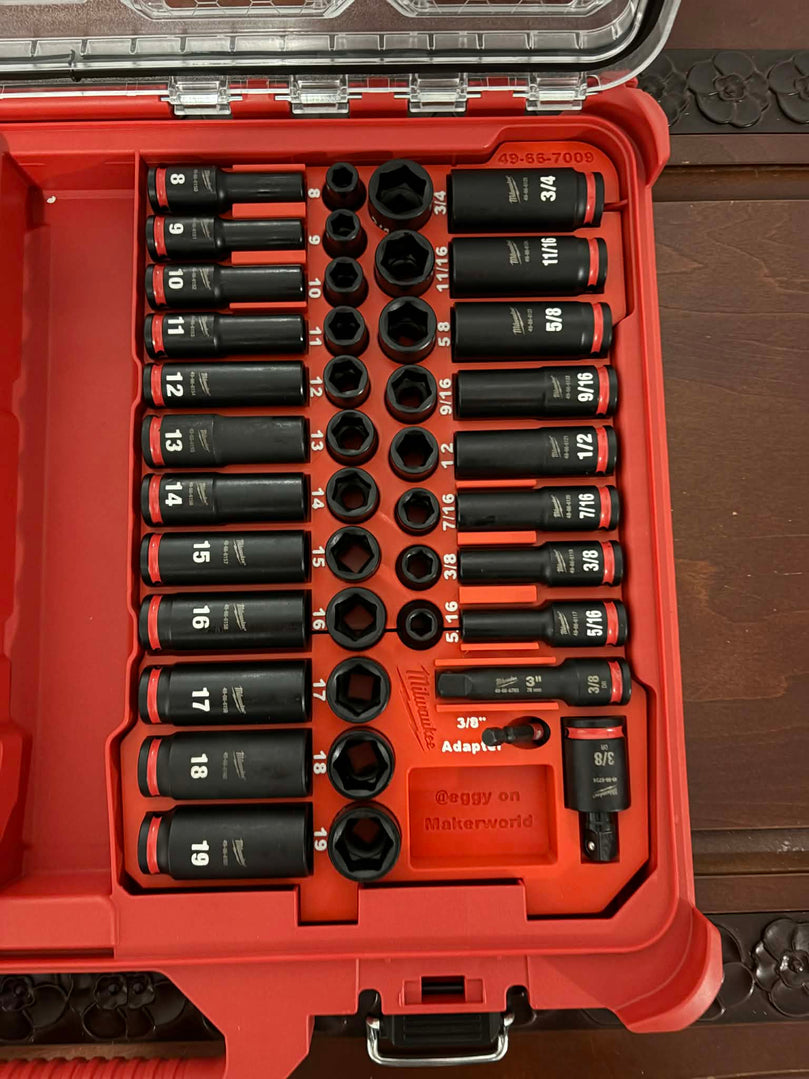RIGHT1U 3/8in 43PC Socket Milwaukee PACKOUT Insert