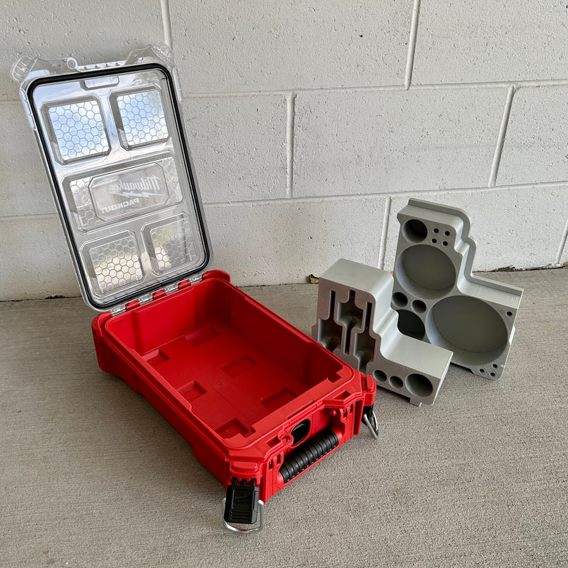 Hole saw set insert with Lenox saws installed